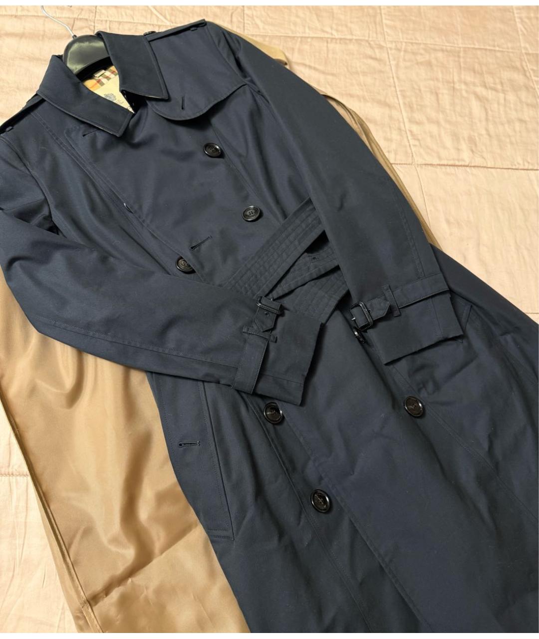 BURBERRY Темно-синий хлопковый тренч/плащ, фото 3