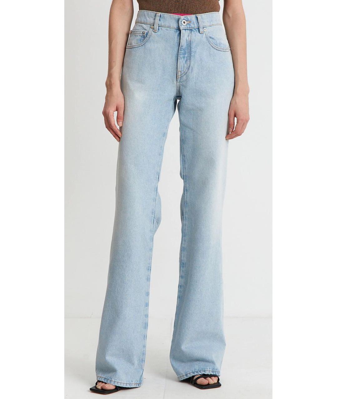 OFF-WHITE Голубые хлопковые джинсы клеш, фото 7