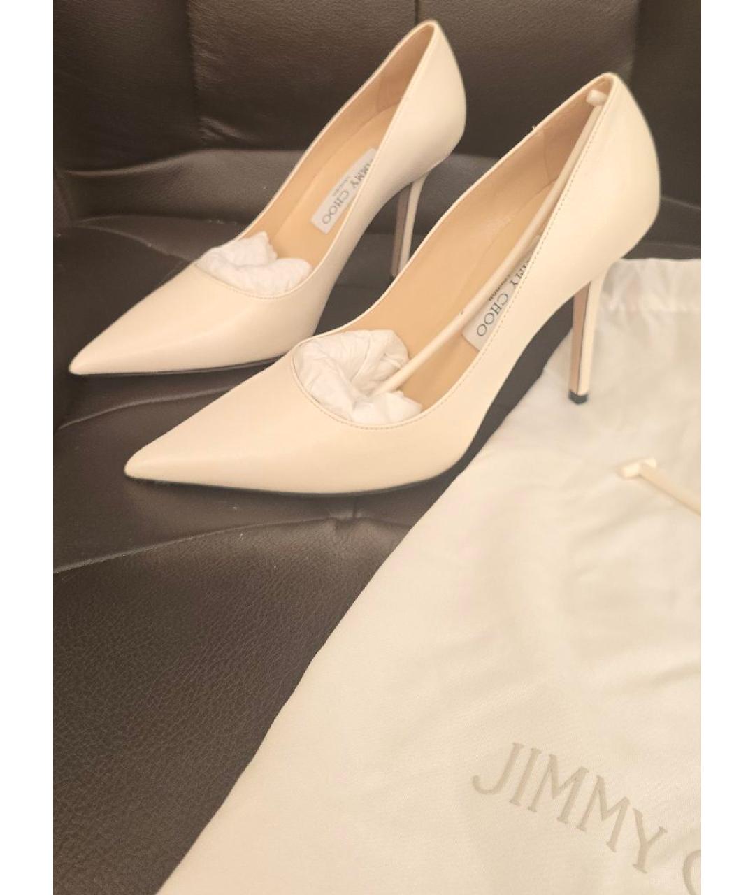 JIMMY CHOO Бежевые кожаные туфли, фото 9