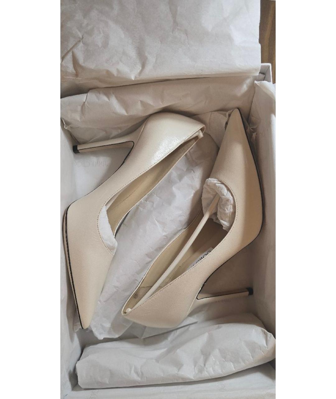 JIMMY CHOO Бежевые кожаные туфли, фото 5