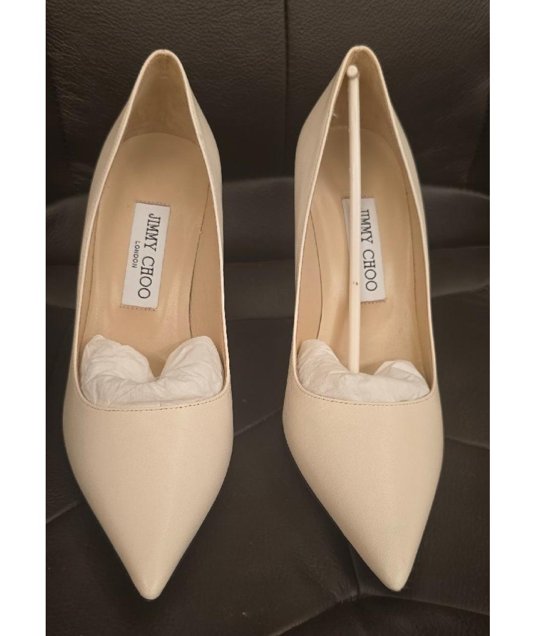 JIMMY CHOO Бежевые кожаные туфли, фото 2