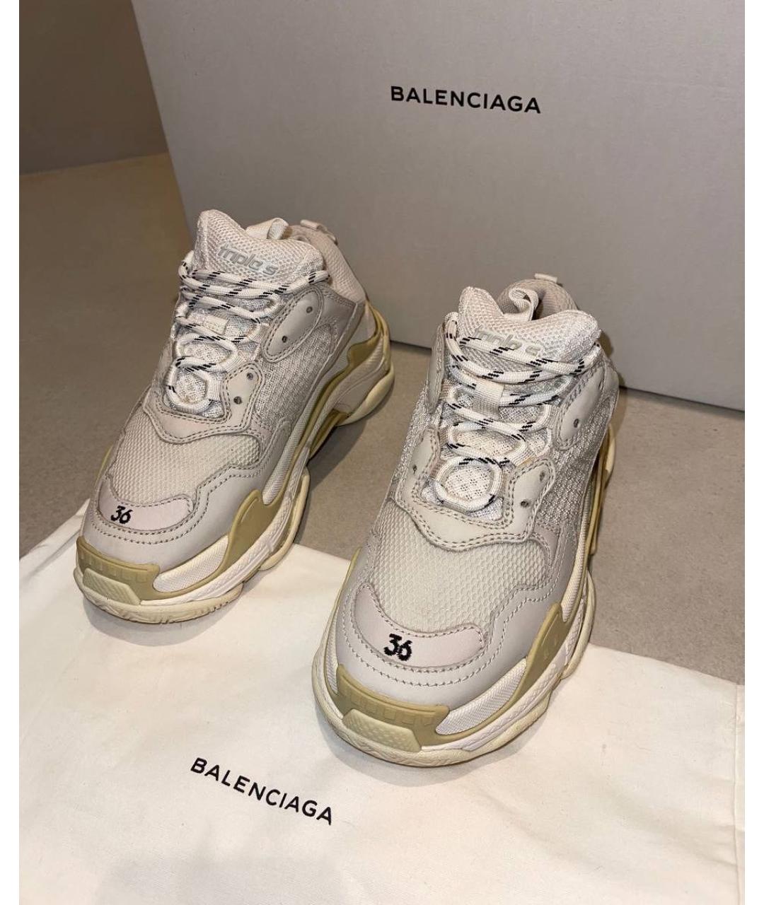 BALENCIAGA Бежевые текстильные кроссовки, фото 2