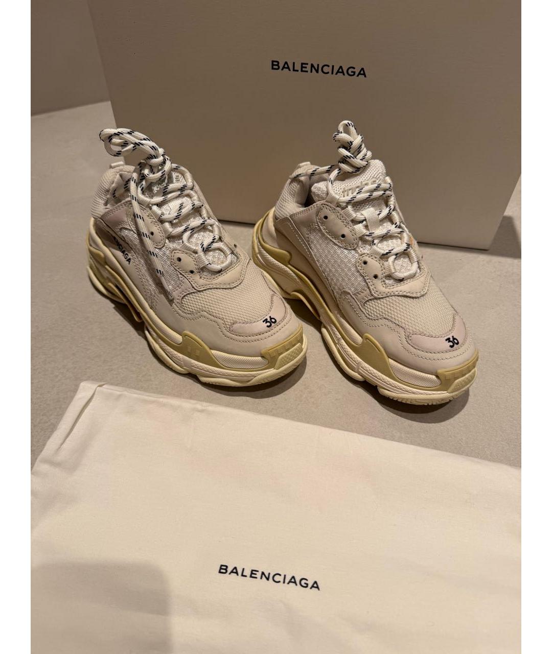 BALENCIAGA Бежевые текстильные кроссовки, фото 6