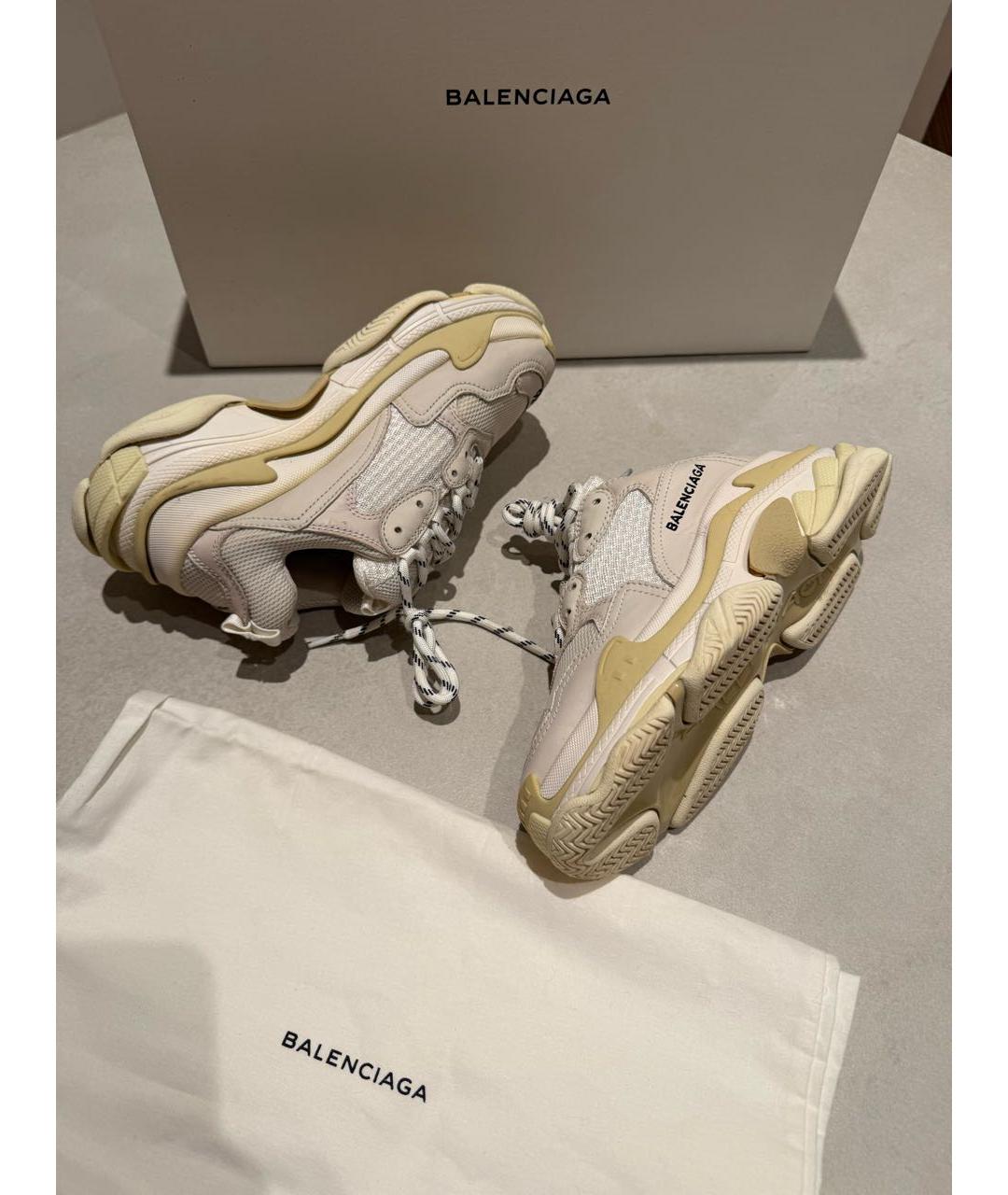 BALENCIAGA Бежевые текстильные кроссовки, фото 7