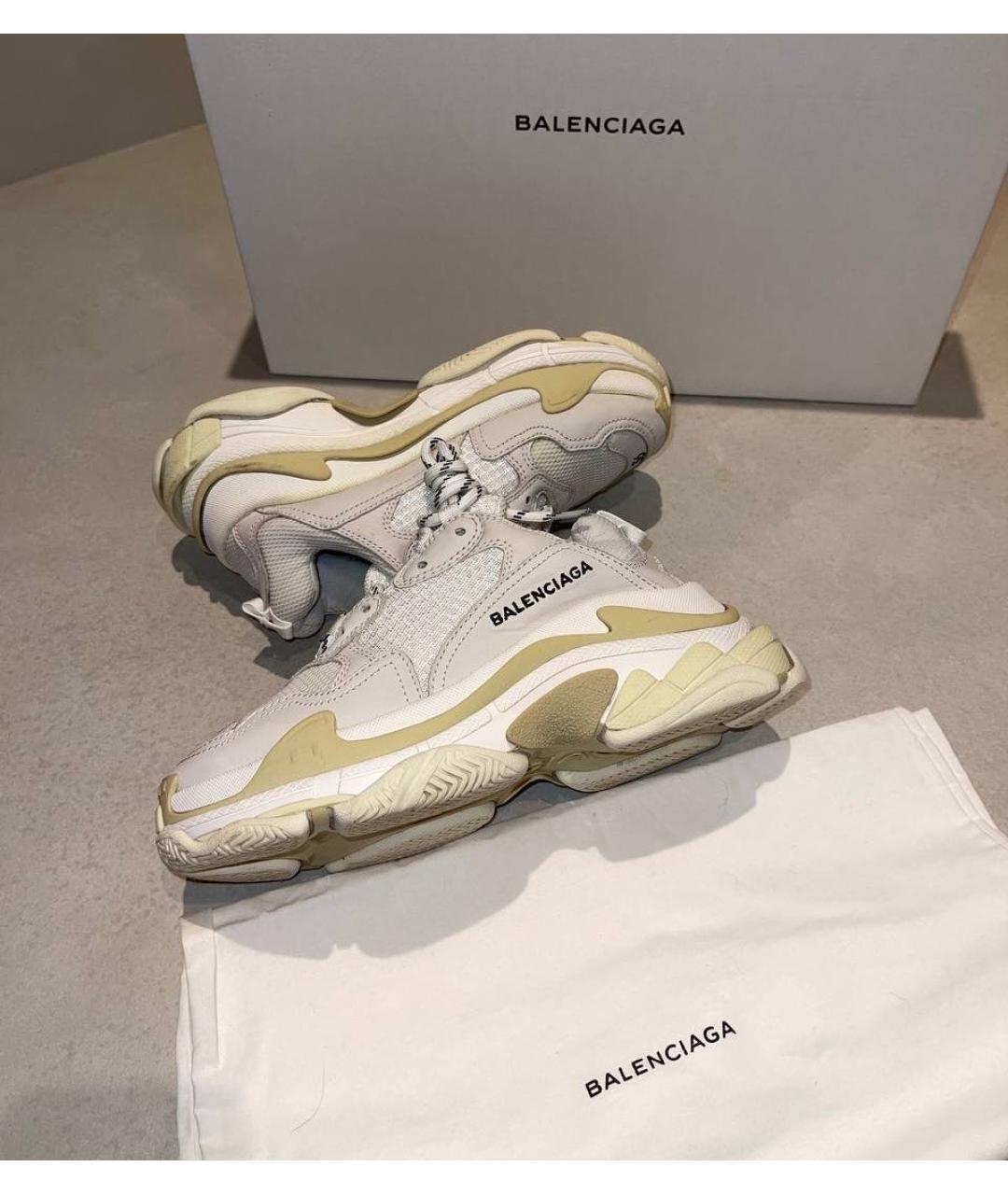 BALENCIAGA Бежевые текстильные кроссовки, фото 8