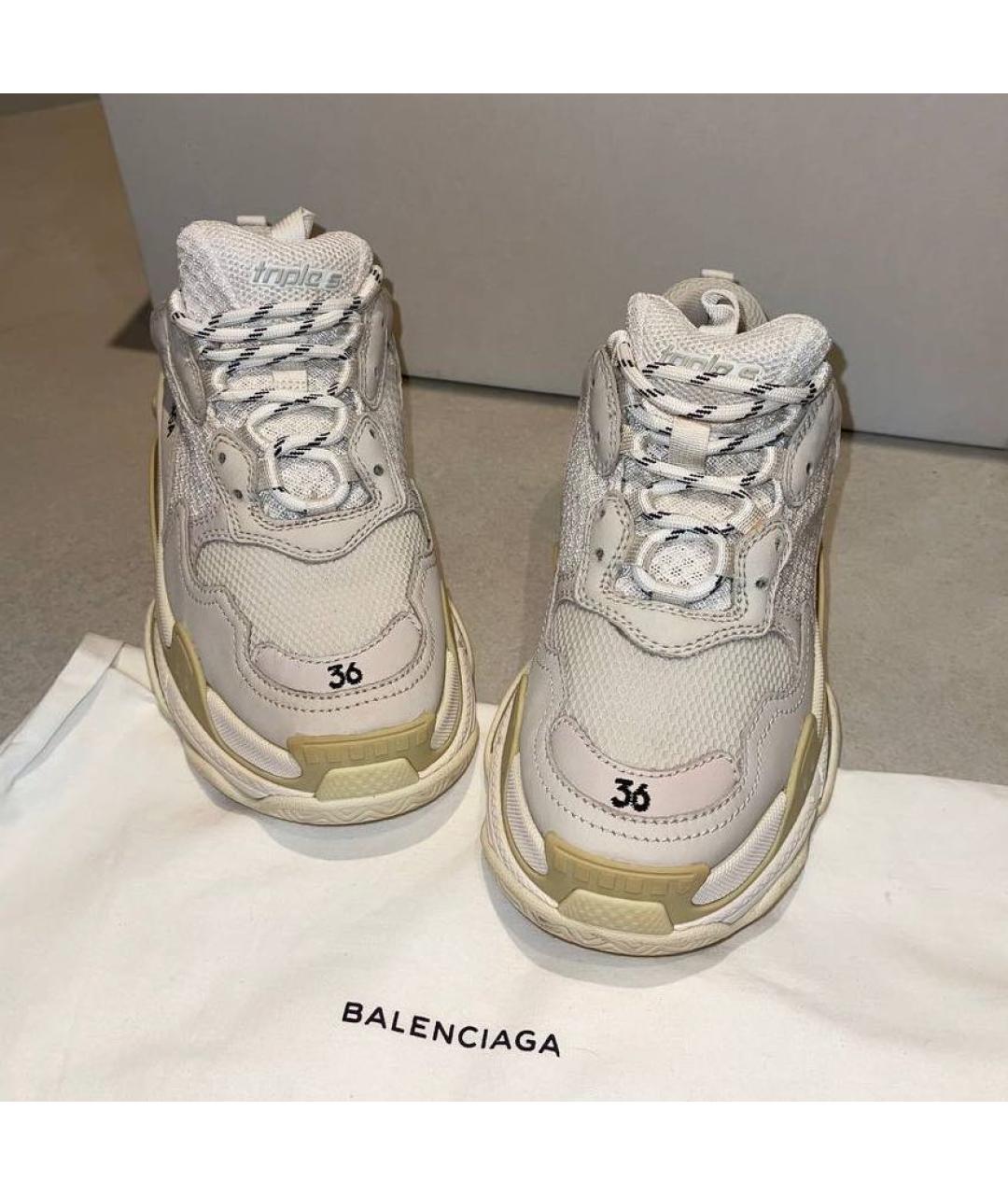 BALENCIAGA Бежевые текстильные кроссовки, фото 5