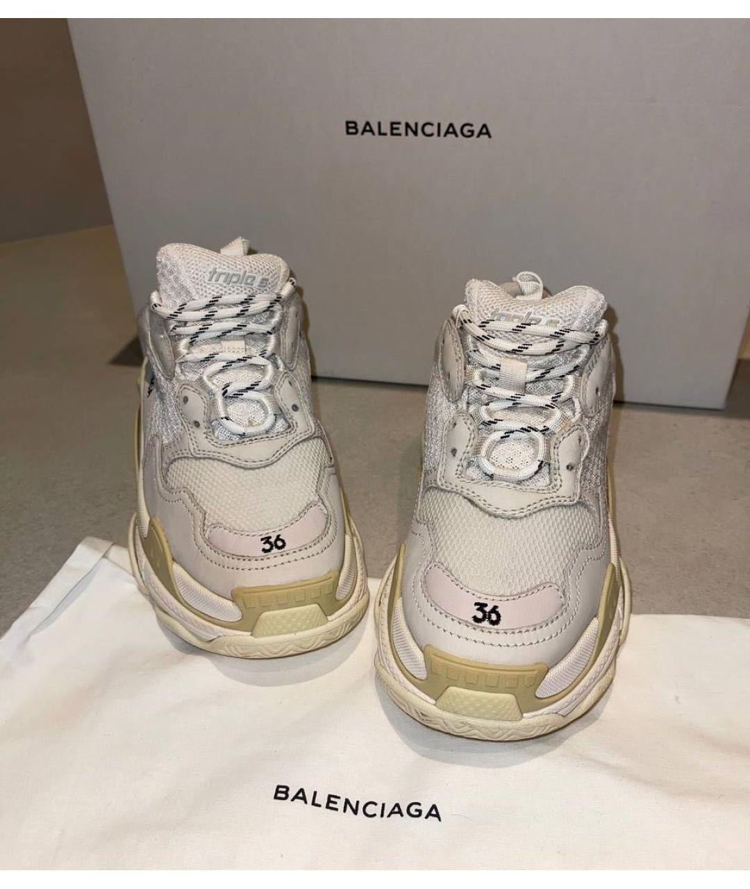 BALENCIAGA Бежевые текстильные кроссовки, фото 3