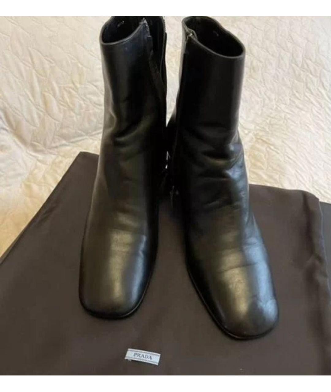 PRADA Черные кожаные ботильоны, фото 2