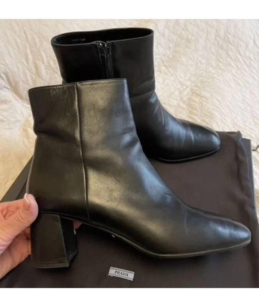 PRADA Черные кожаные ботильоны, фото 8