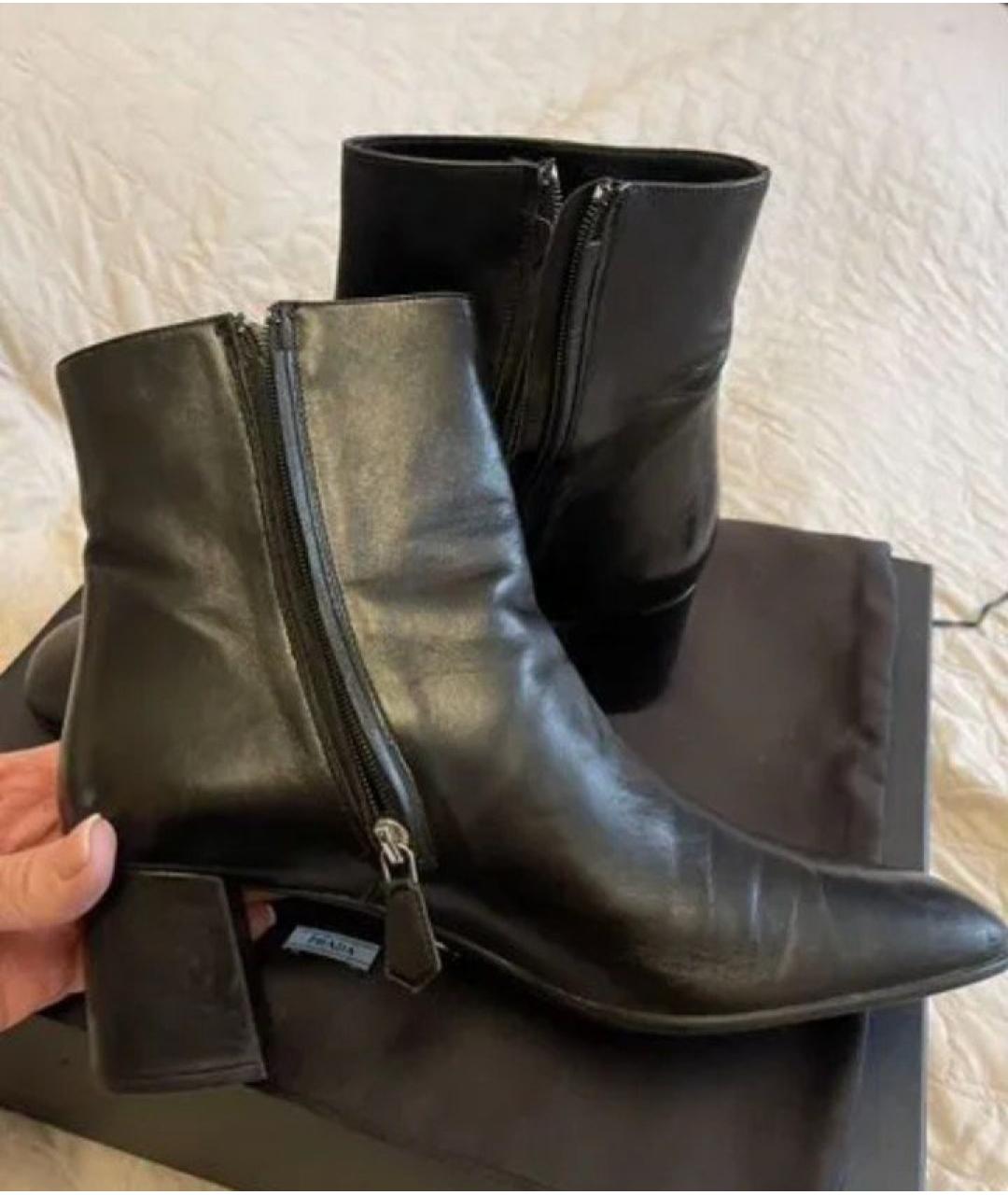 PRADA Черные кожаные ботильоны, фото 3