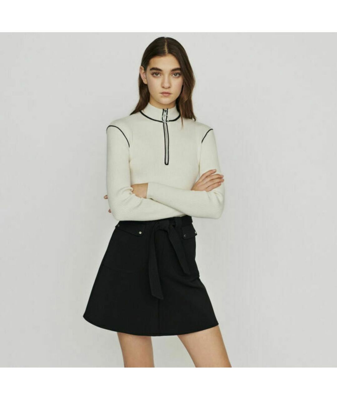 MAJE Черная вискозная юбка мини, фото 4