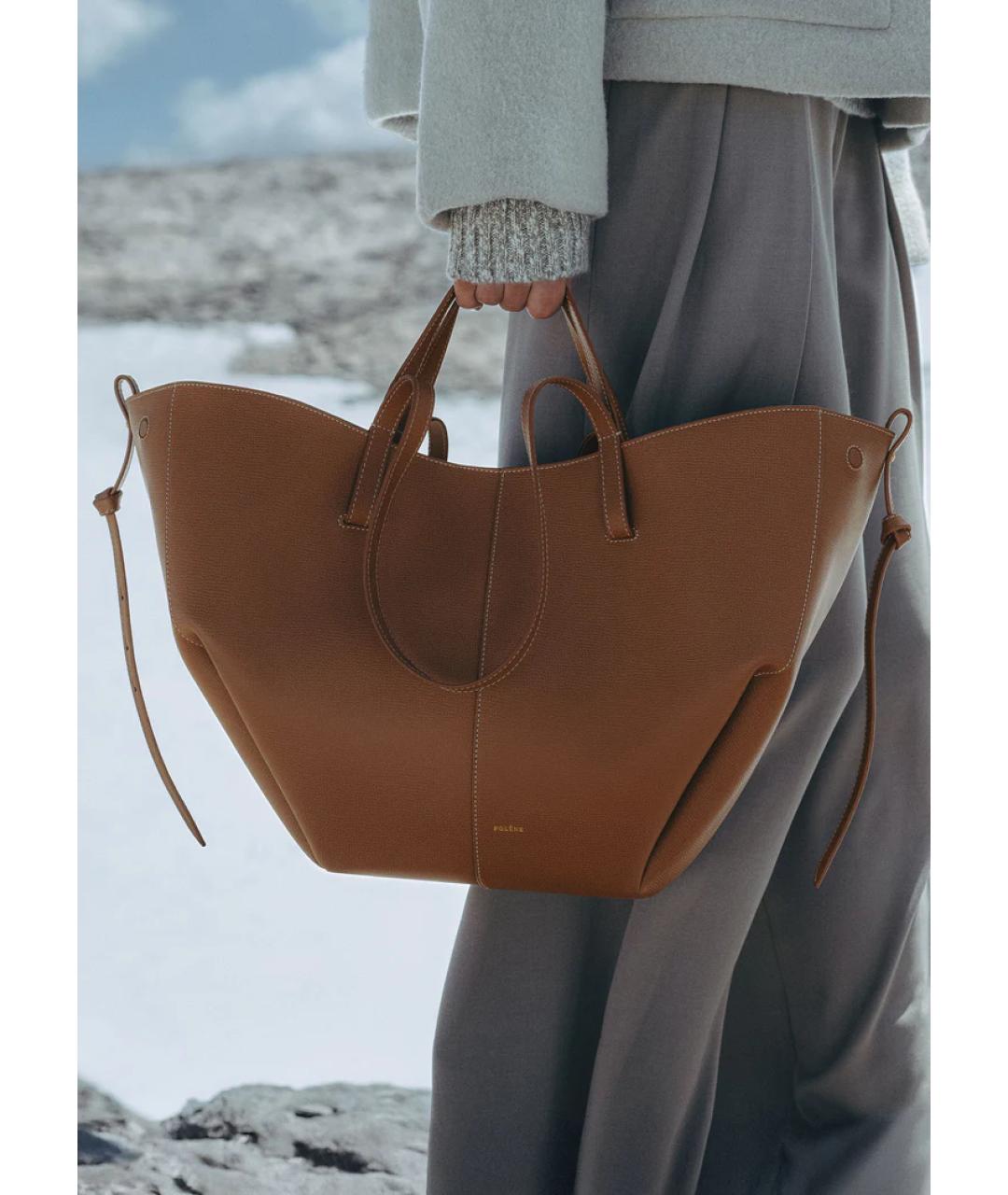 POLENE Коричневая кожаная сумка тоут, фото 5