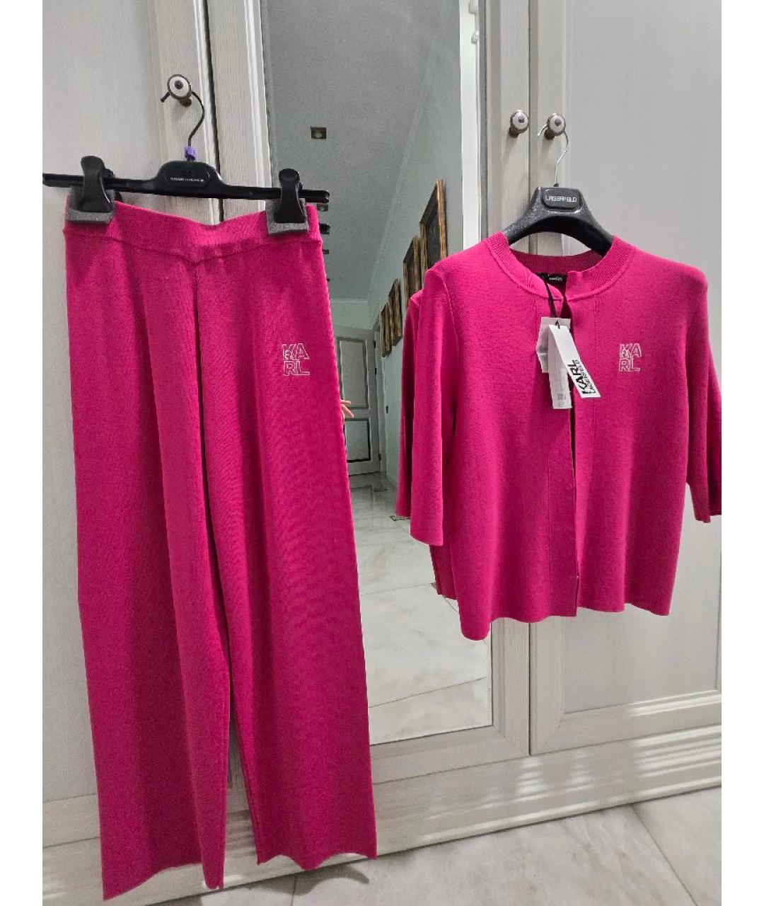 KARL LAGERFELD Фуксия вискозный костюм с брюками, фото 8