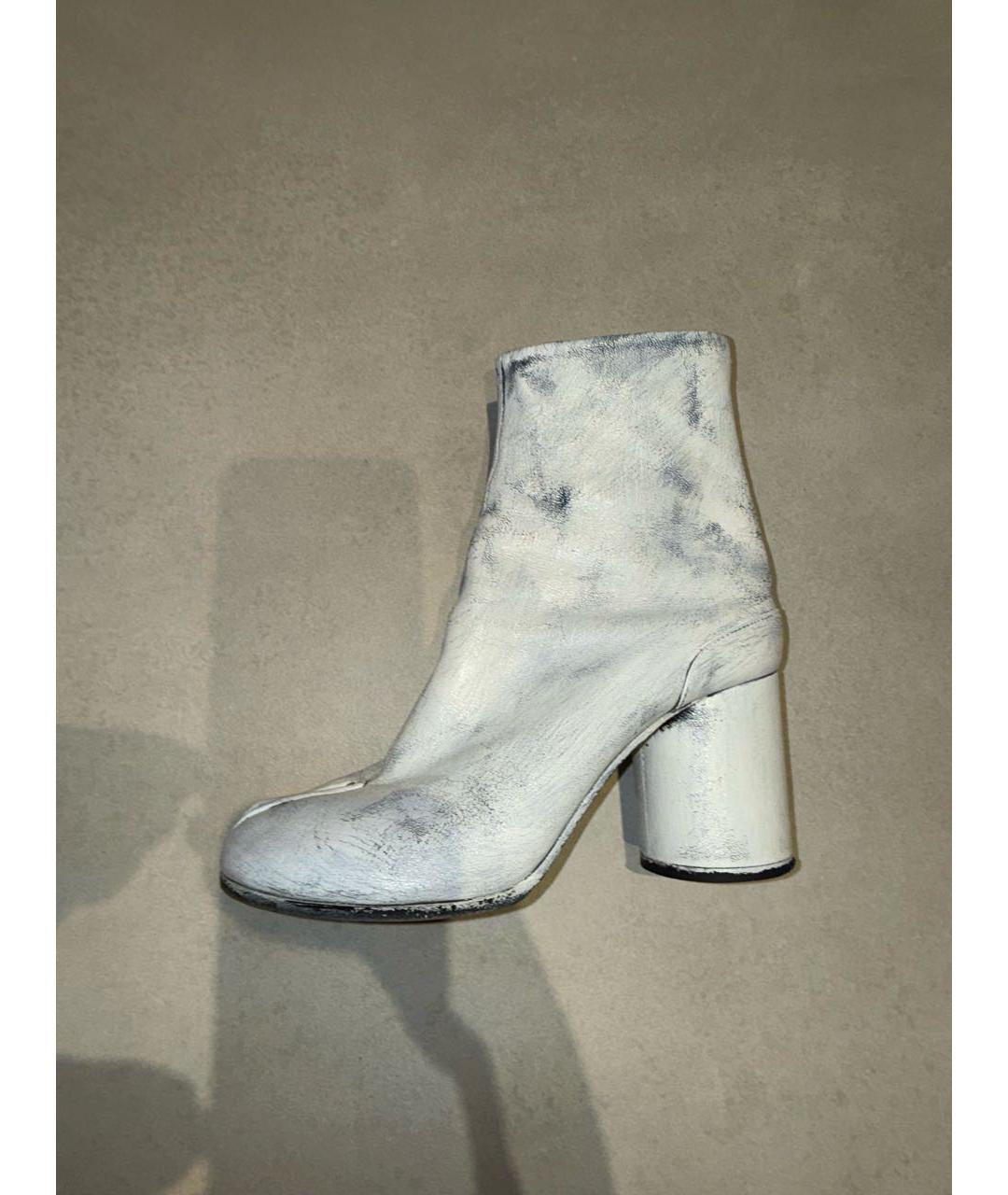 MM6 MAISON MARGIELA Белые кожаные ботильоны, фото 6