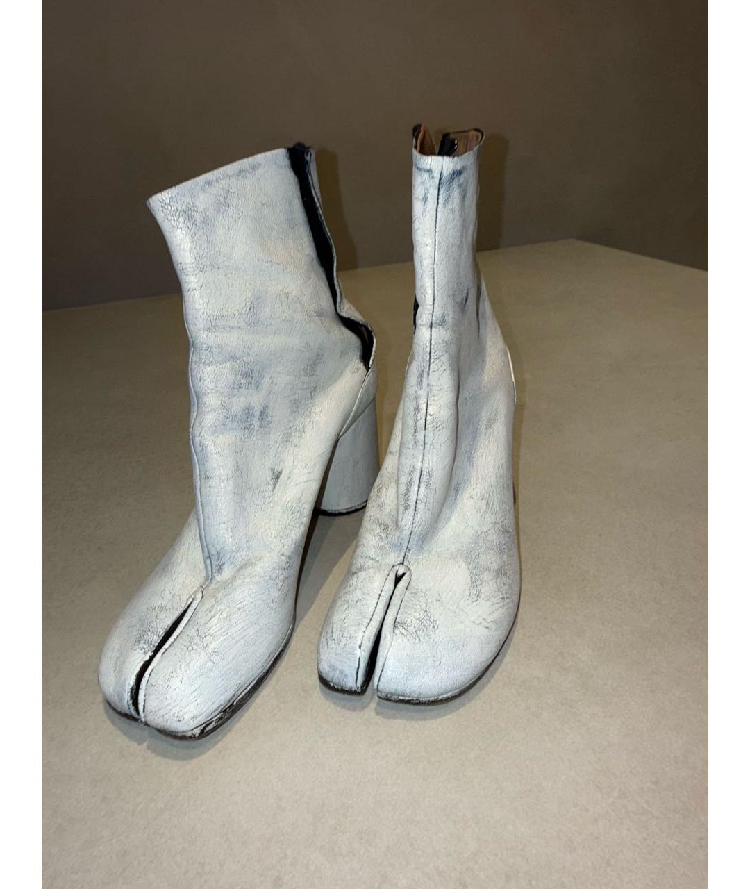 MM6 MAISON MARGIELA Белые кожаные ботильоны, фото 4