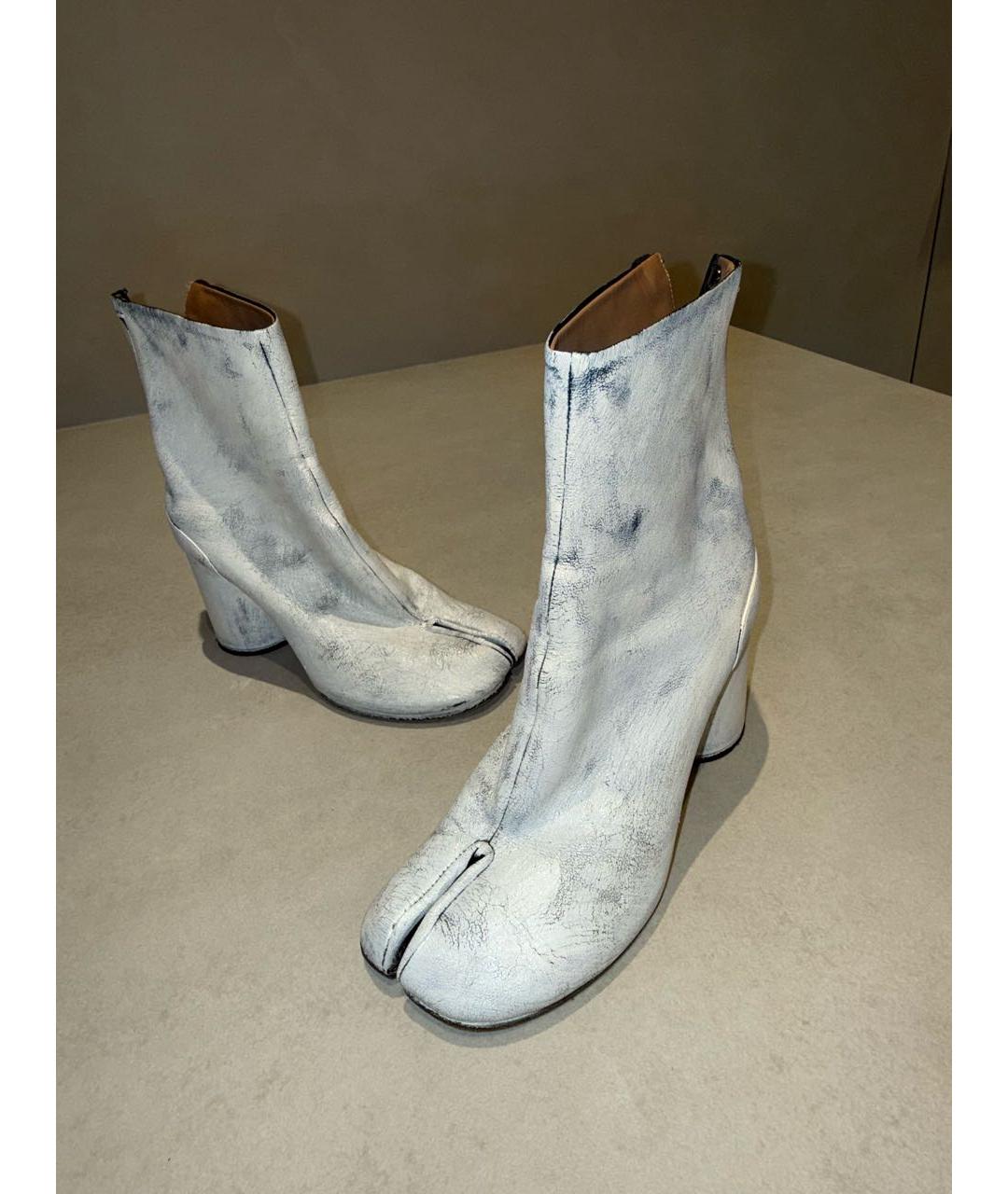MM6 MAISON MARGIELA Белые кожаные ботильоны, фото 5