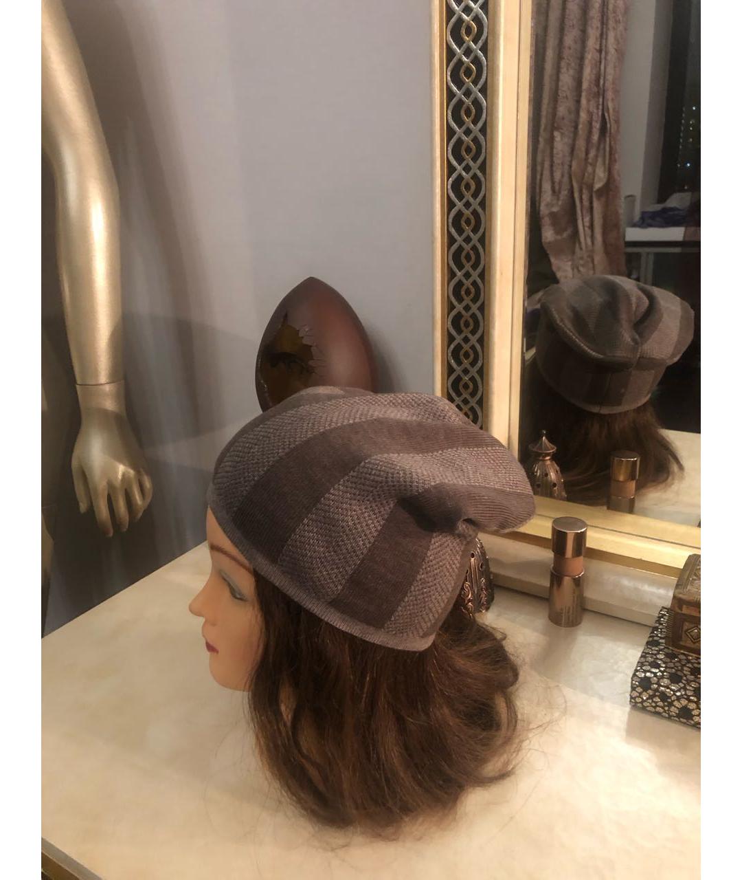 FENDI Коричневая шерстяная шапка, фото 4