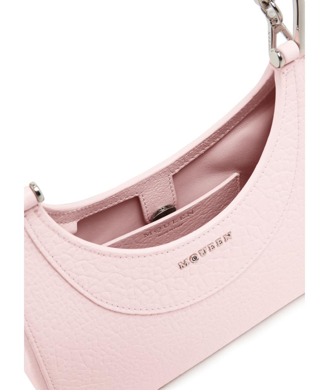 ALEXANDER MCQUEEN Розовая кожаная сумка с короткими ручками, фото 5