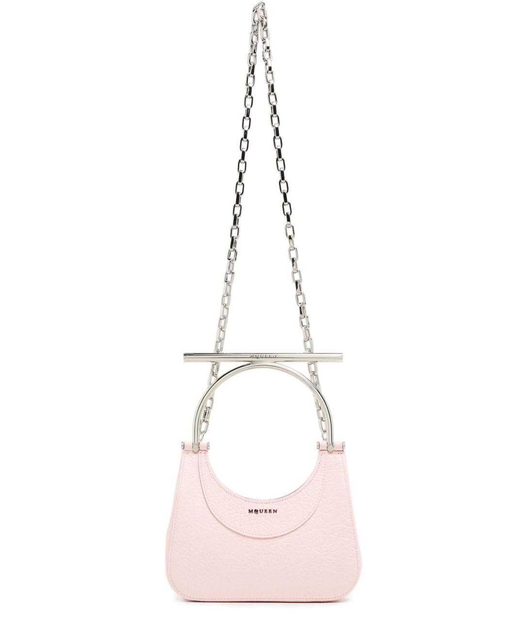 ALEXANDER MCQUEEN Розовая кожаная сумка с короткими ручками, фото 4