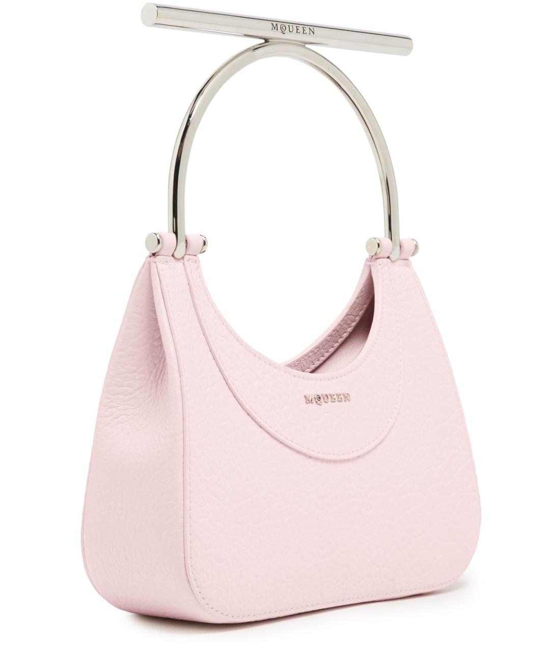 ALEXANDER MCQUEEN Розовая кожаная сумка с короткими ручками, фото 2
