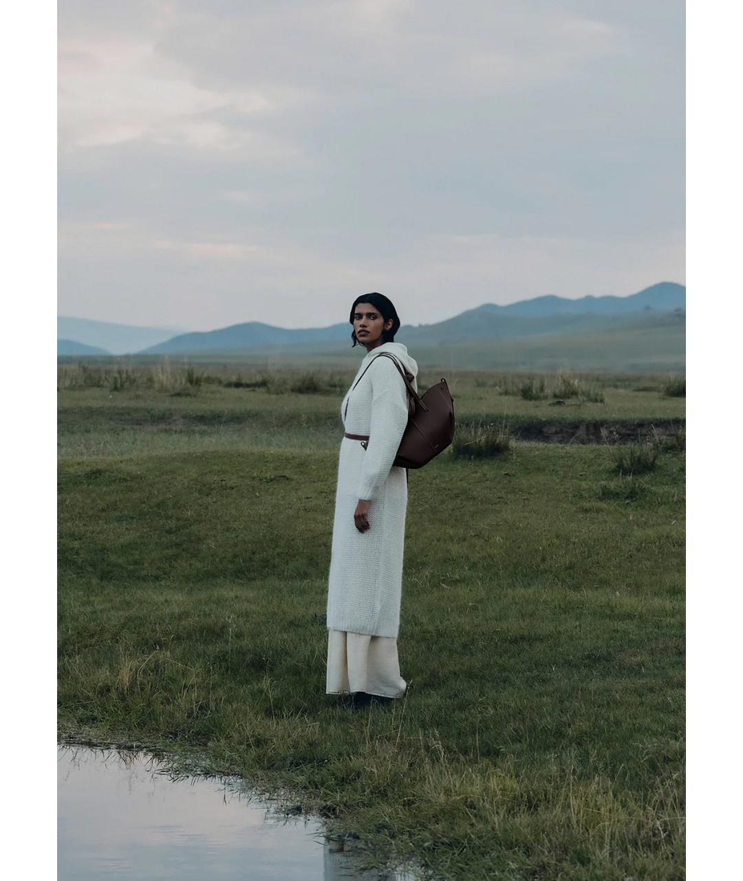 POLENE Коричневая кожаная сумка тоут, фото 4