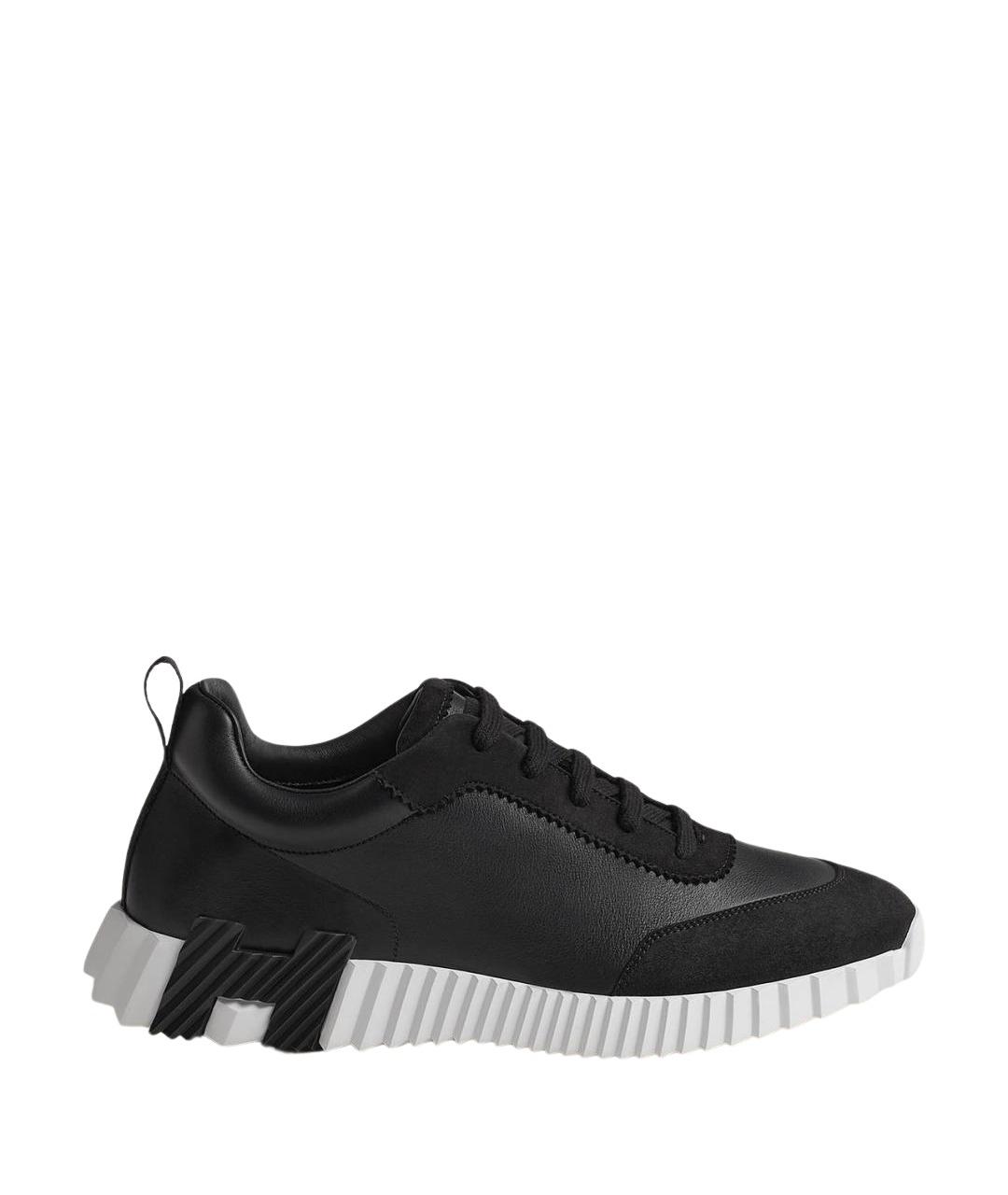 HERMES Черные кожаные низкие кроссовки / кеды, фото 1