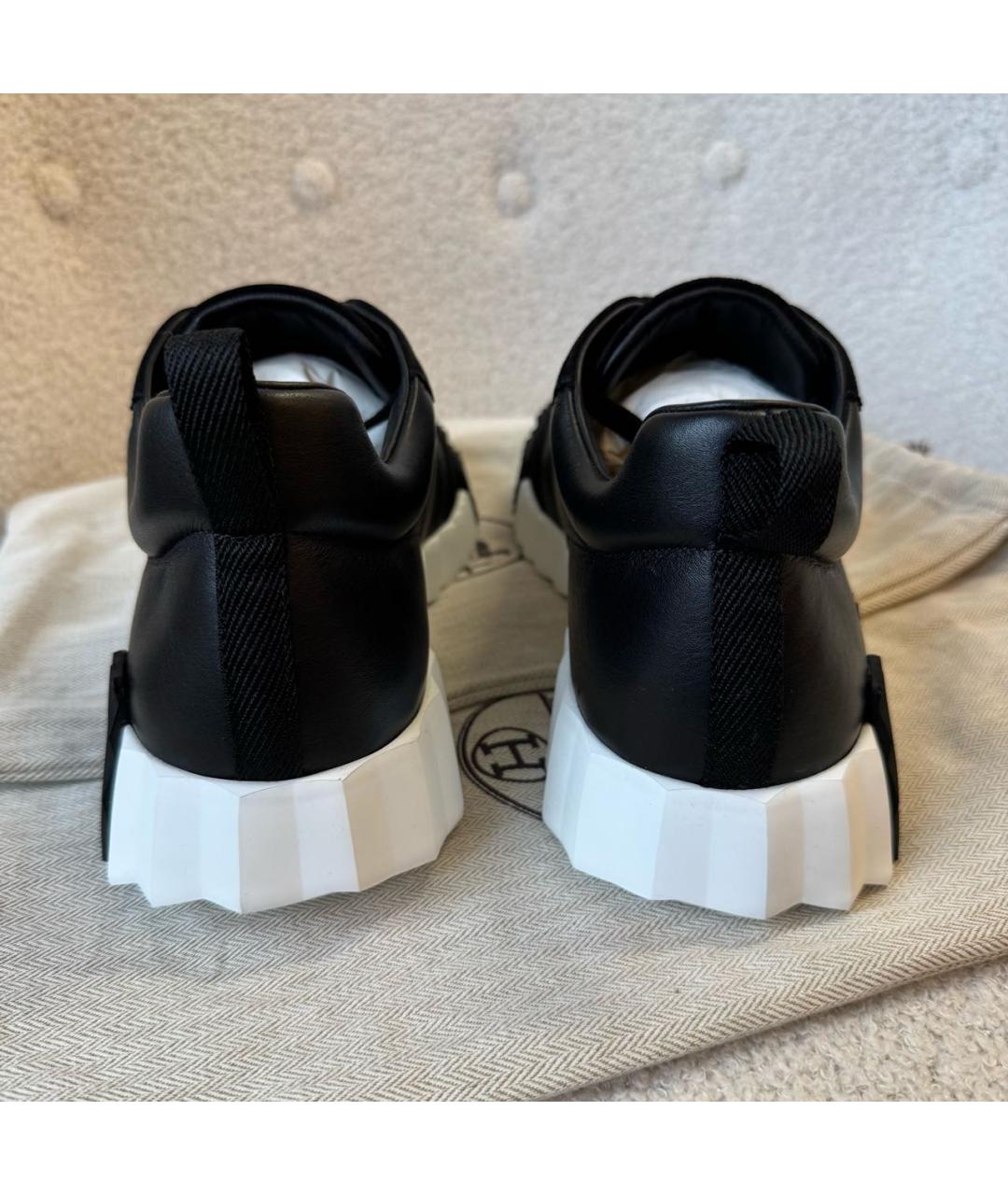 HERMES Черные кожаные низкие кроссовки / кеды, фото 3