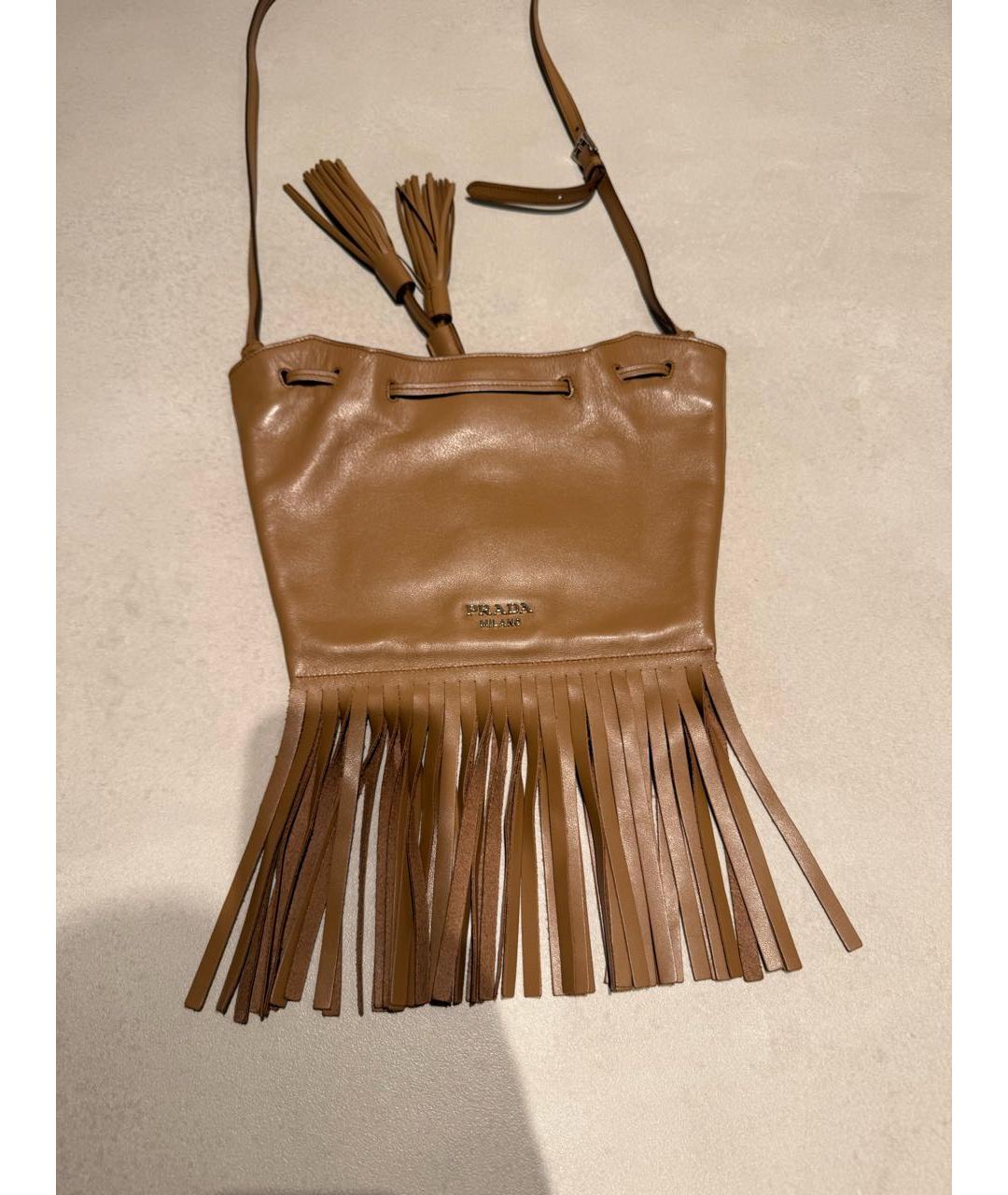 PRADA Бежевая кожаная сумка через плечо, фото 9