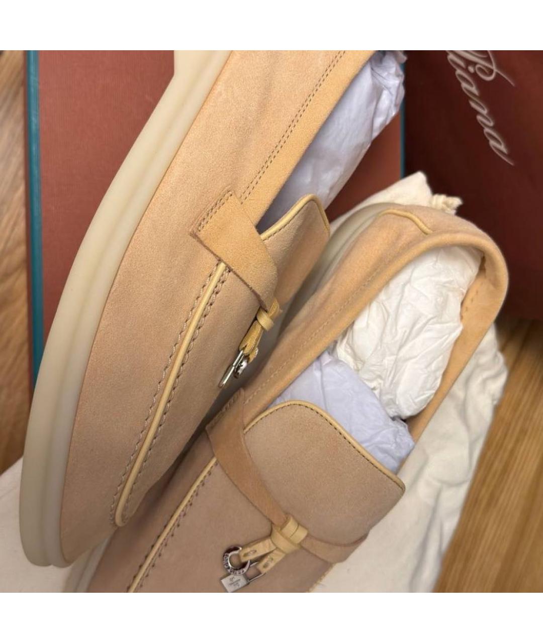 LORO PIANA Бежевые кожаные лоферы, фото 5