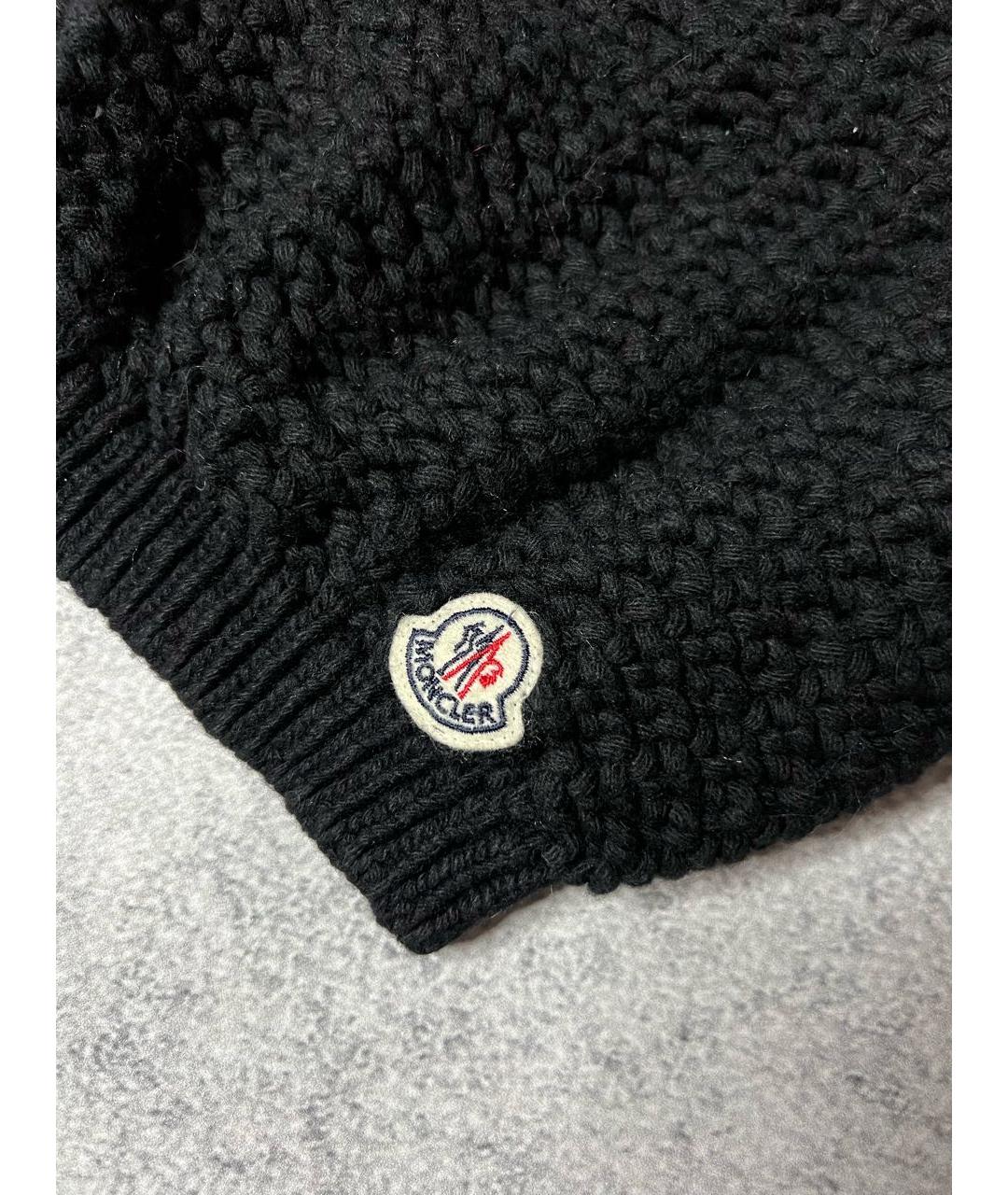 MONCLER Черная шерстяная шапка, фото 3