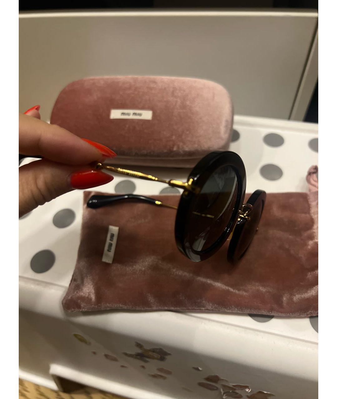 MIU MIU Черные металлические солнцезащитные очки, фото 3