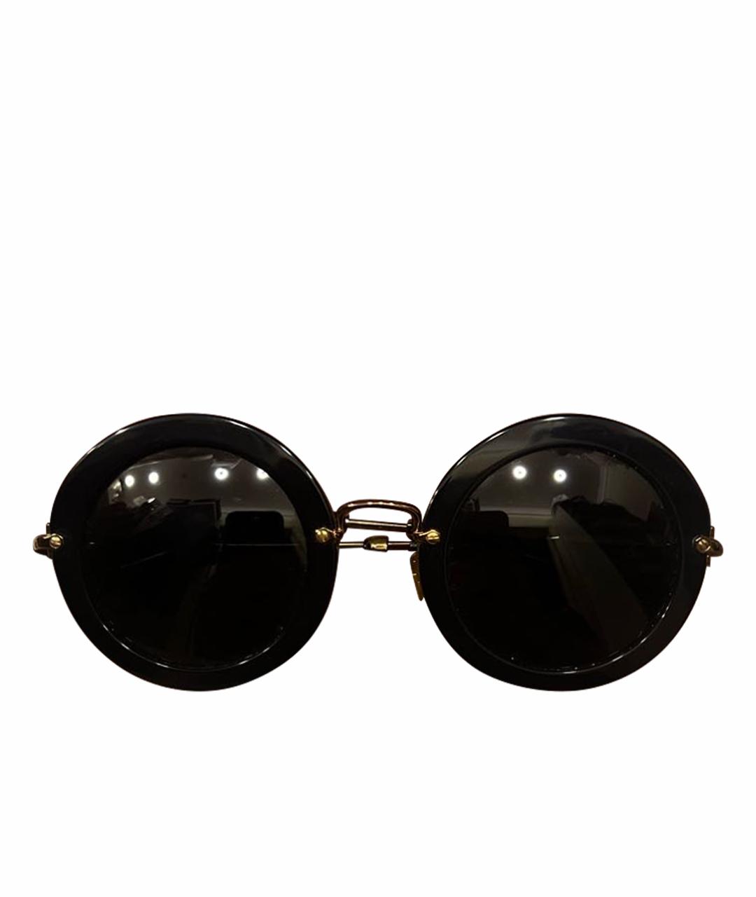 MIU MIU Черные металлические солнцезащитные очки, фото 1