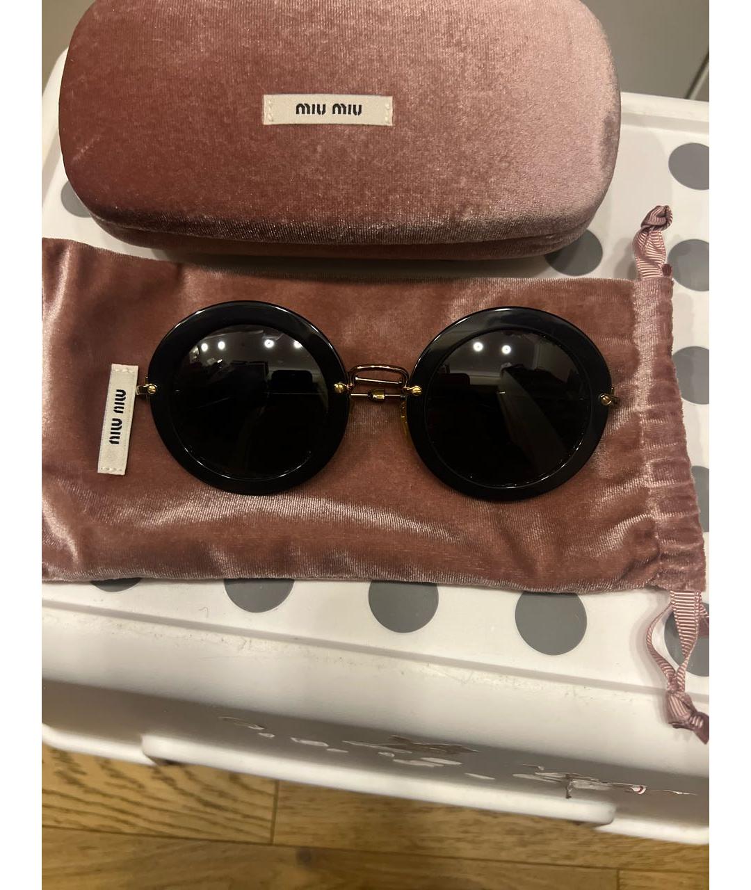 MIU MIU Черные металлические солнцезащитные очки, фото 6