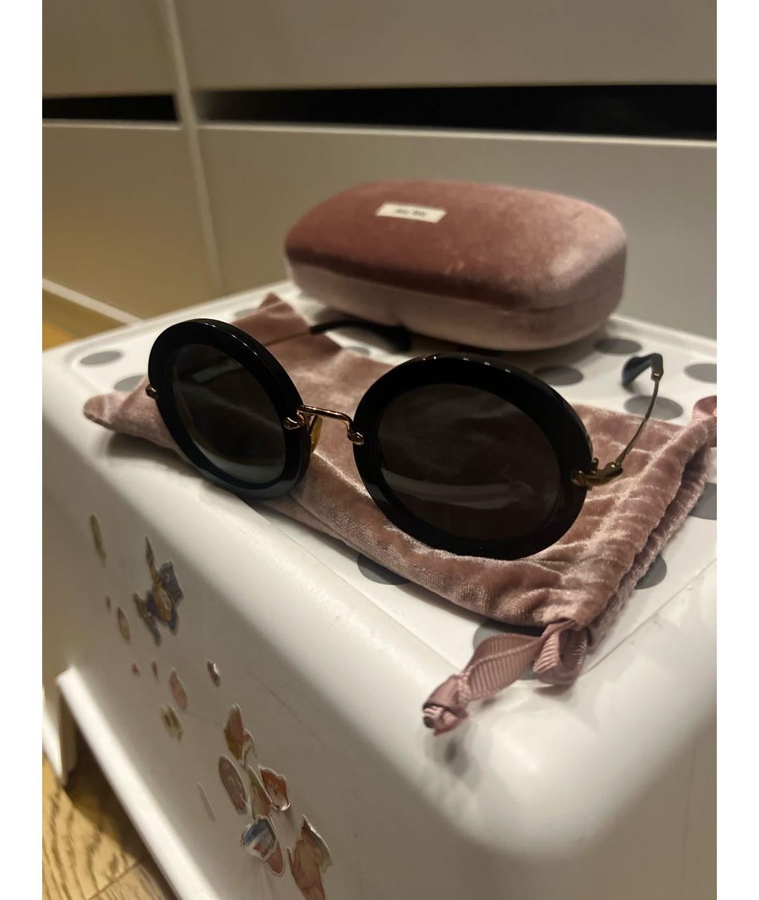 MIU MIU Черные металлические солнцезащитные очки, фото 2