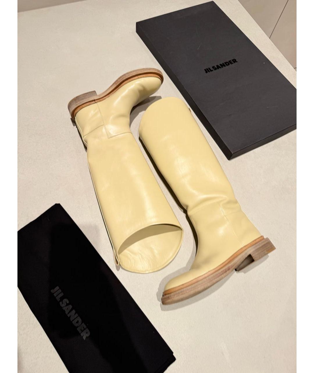 JIL SANDER Бежевые кожаные сапоги, фото 4