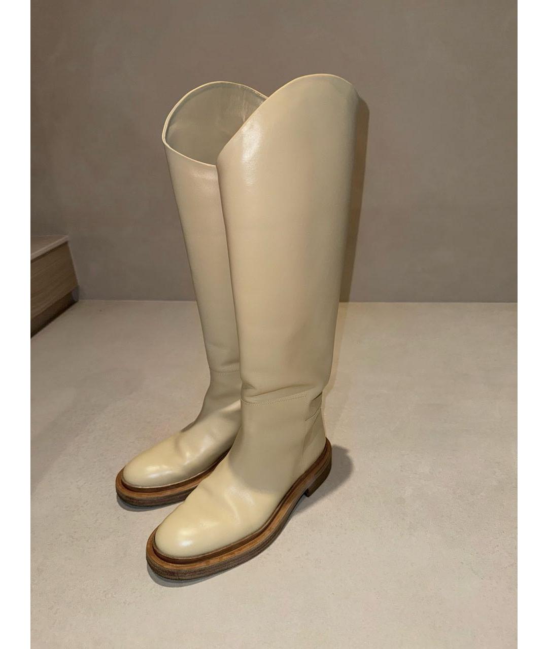 JIL SANDER Бежевые кожаные сапоги, фото 6