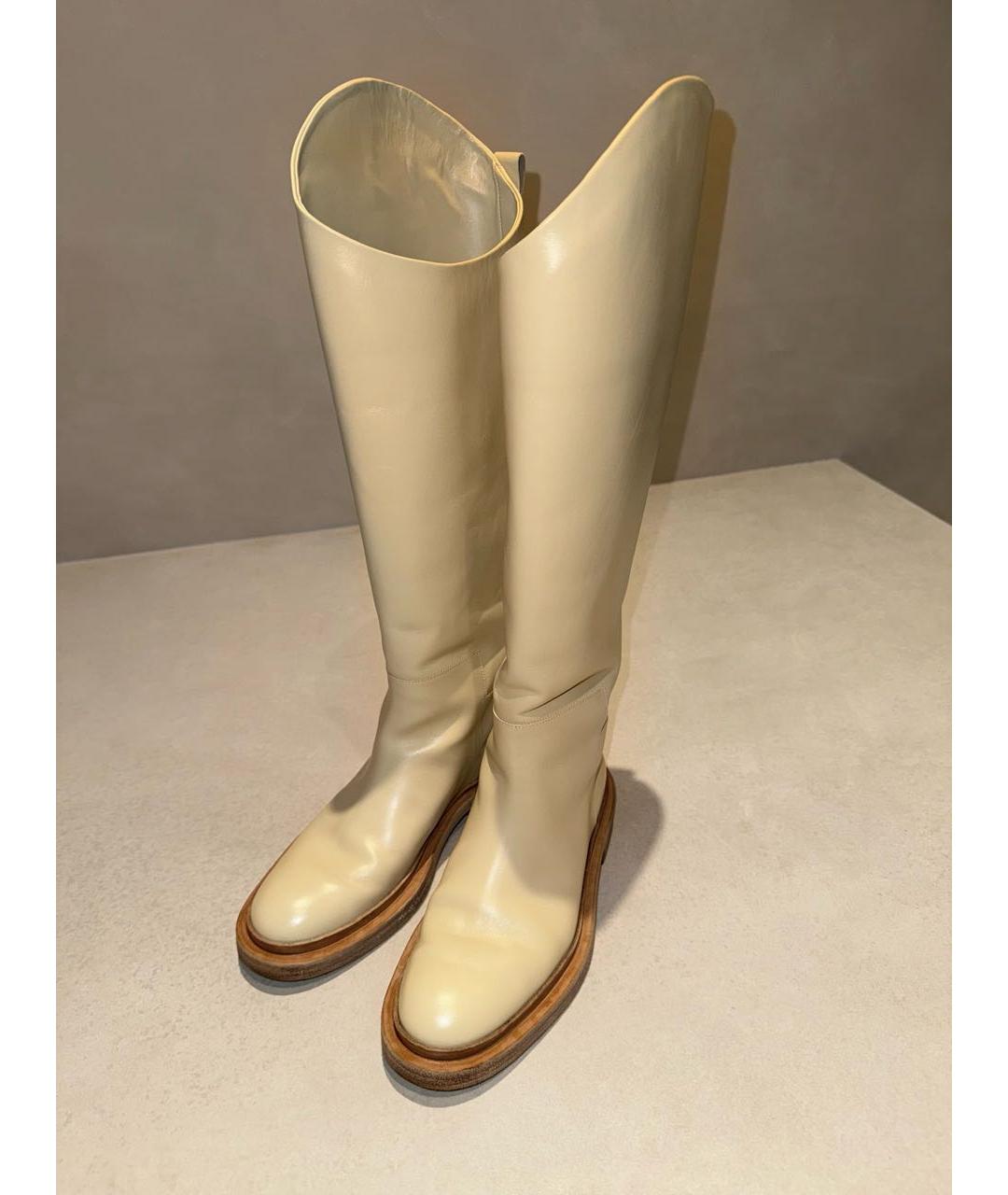 JIL SANDER Бежевые кожаные сапоги, фото 5