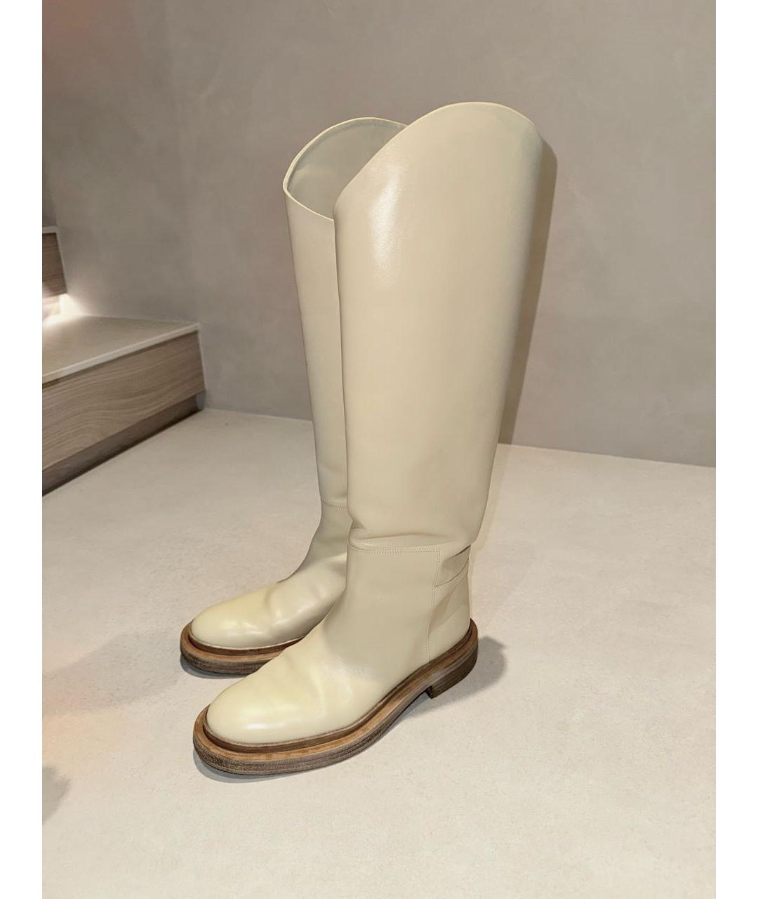 JIL SANDER Бежевые кожаные сапоги, фото 3