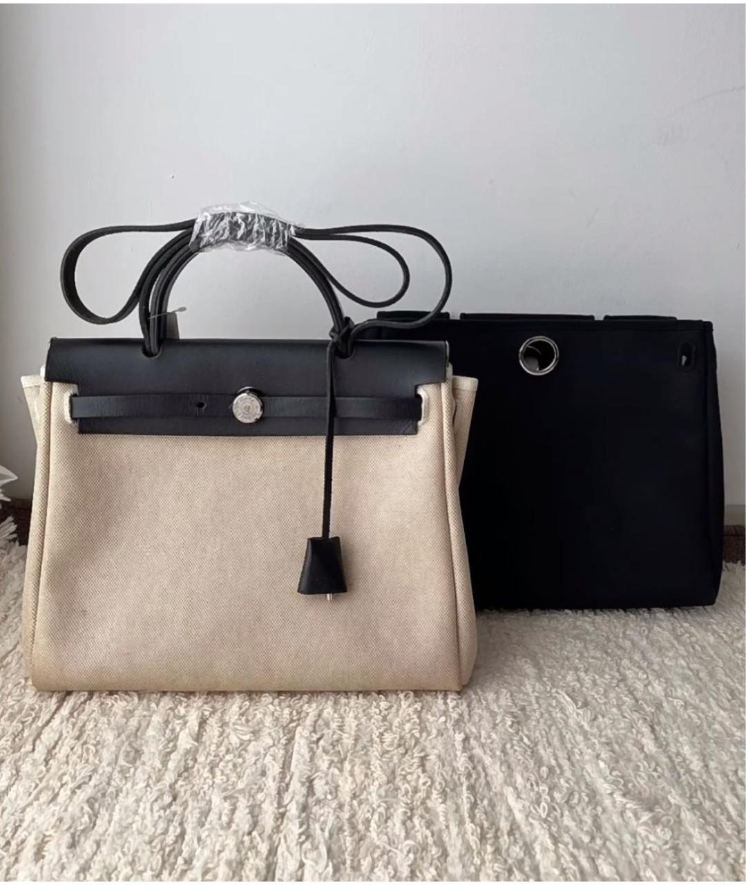 HERMES Бежевая тканевая сумка через плечо, фото 2