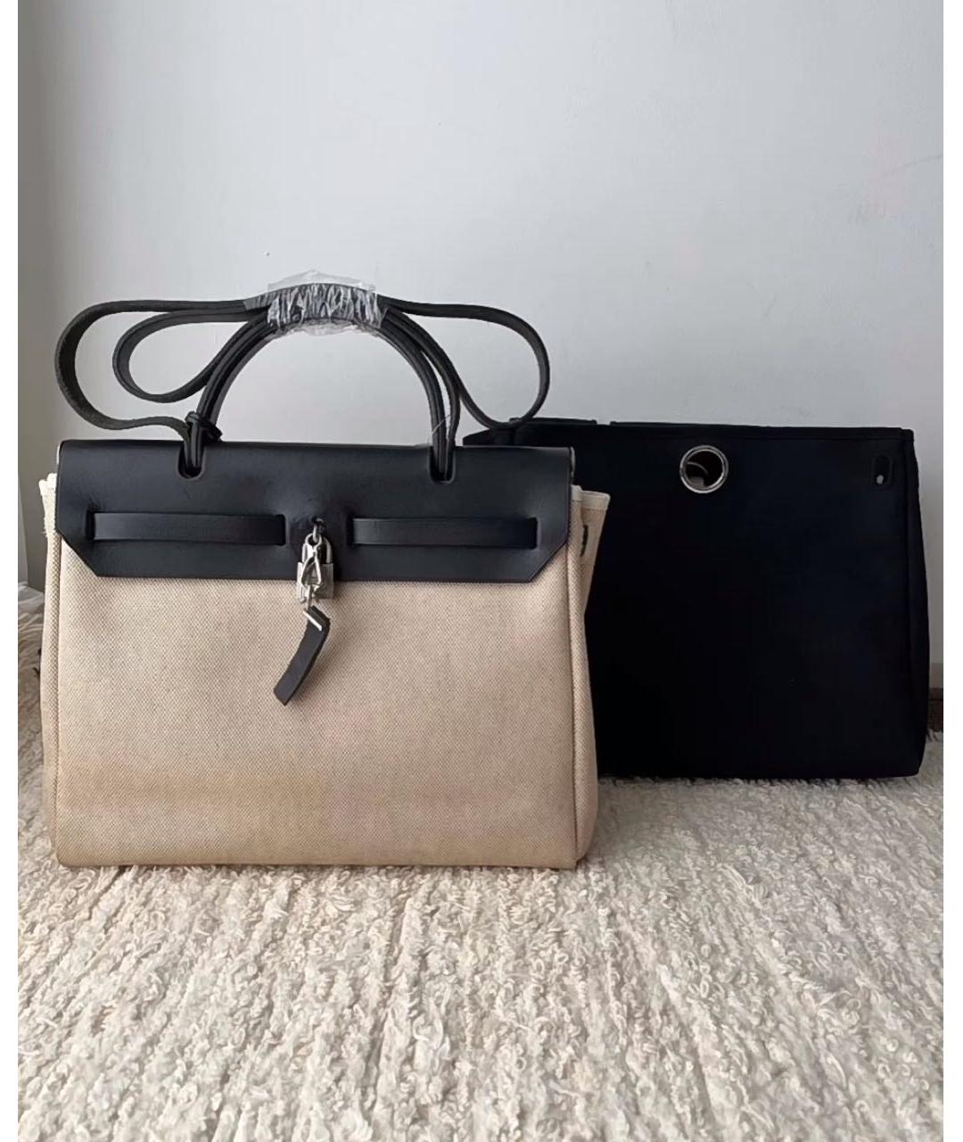 HERMES Бежевая тканевая сумка через плечо, фото 3