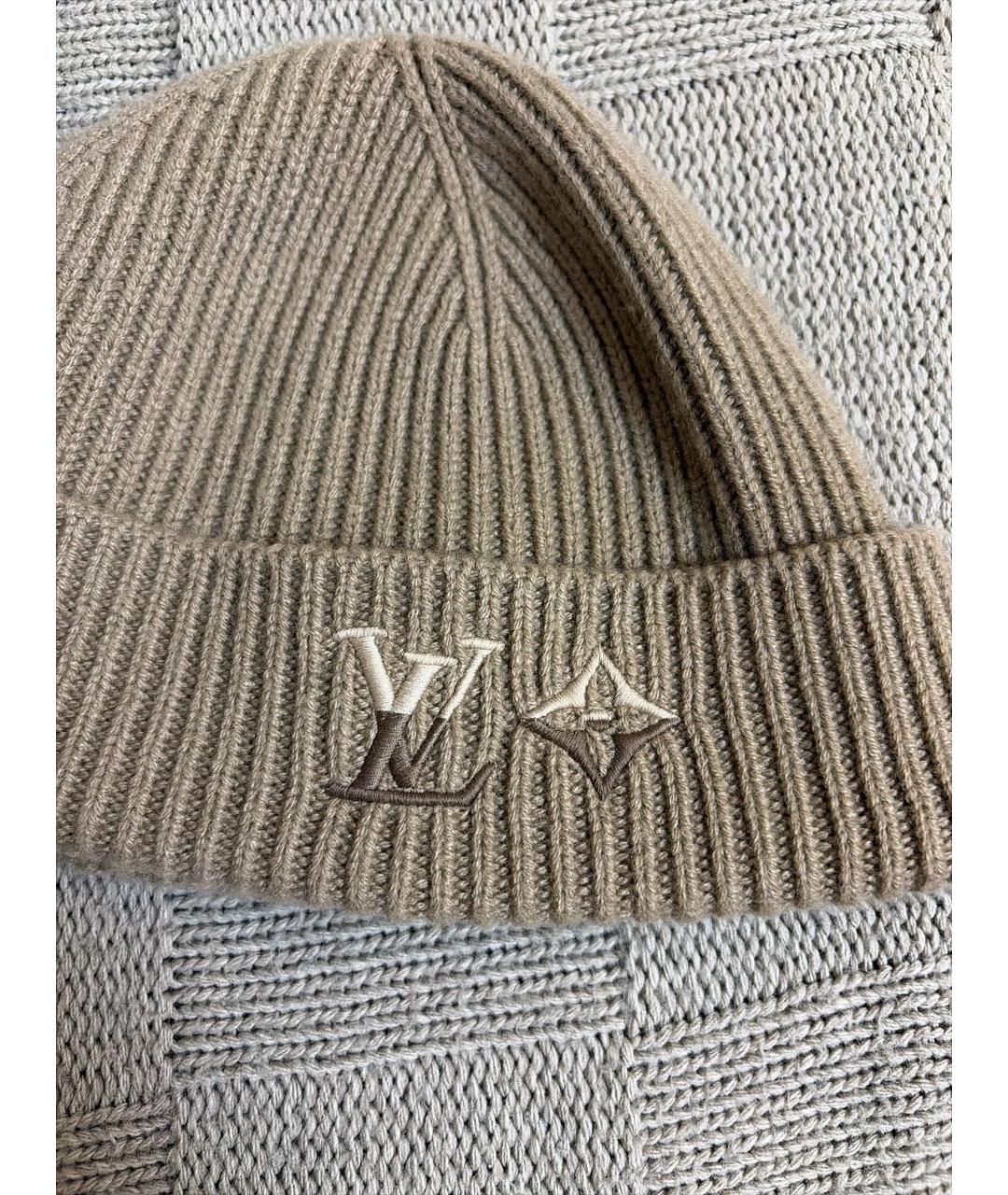 LOUIS VUITTON Бежевая шерстяная шапка, фото 3