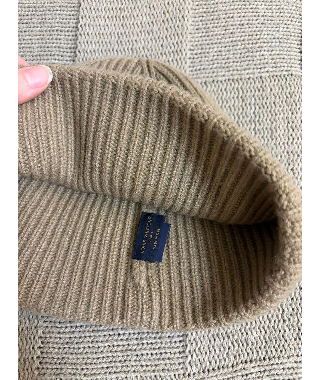 LOUIS VUITTON Бежевая шерстяная шапка, фото 4