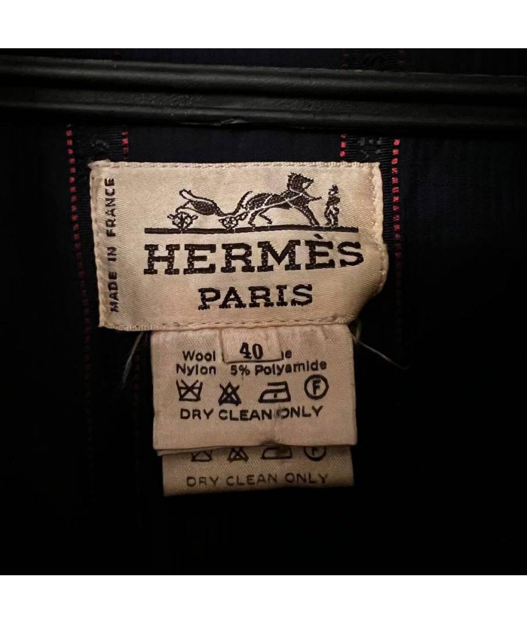 HERMES Темно-синее шерстяное пальто, фото 3