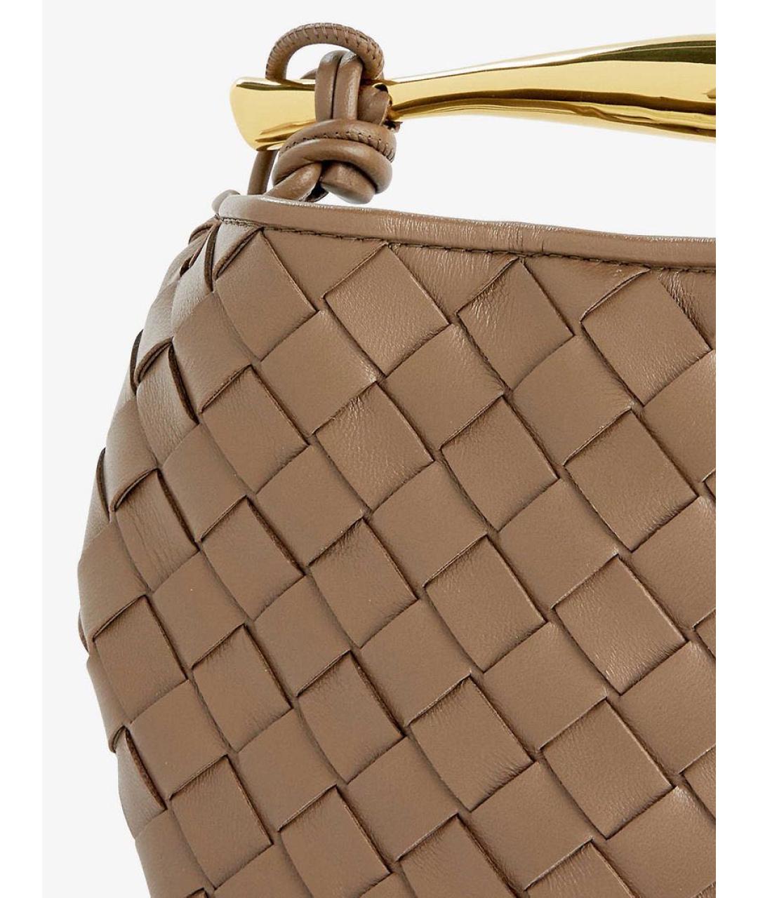 BOTTEGA VENETA Бежевая кожаная сумка с короткими ручками, фото 4