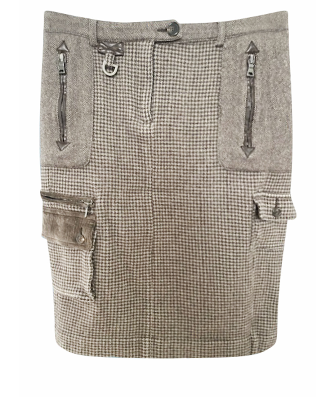 ETRO Коричневая шерстяная юбка мини, фото 1