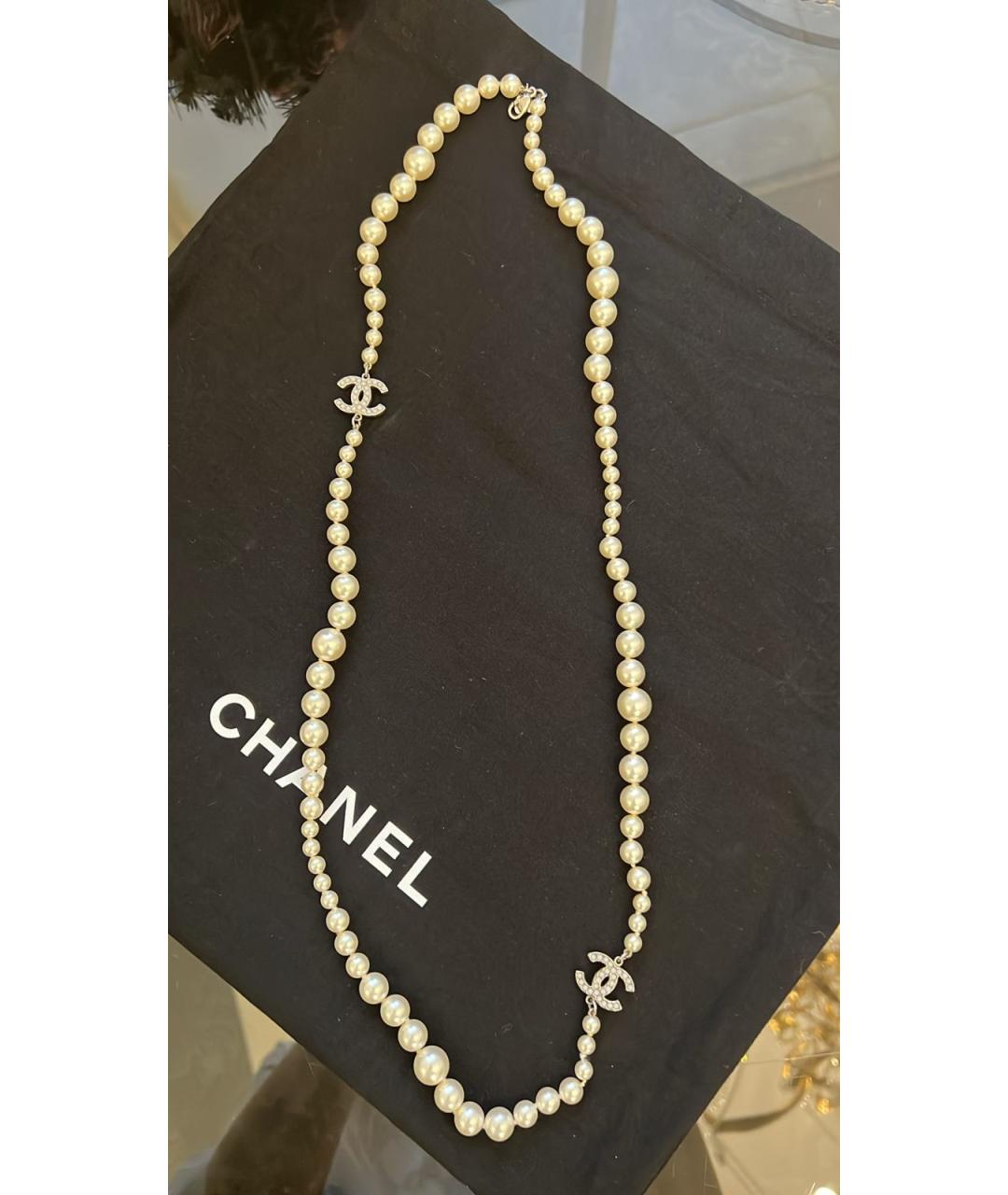 CHANEL Белое металлическое колье, фото 4