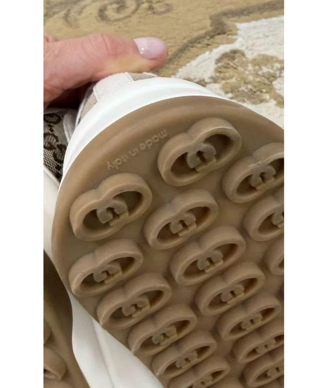 GUCCI Коричневые текстильные кеды, фото 6