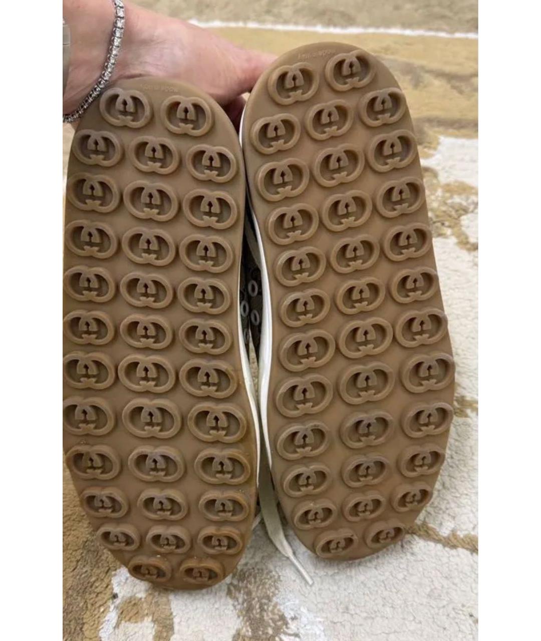GUCCI Коричневые текстильные кеды, фото 7