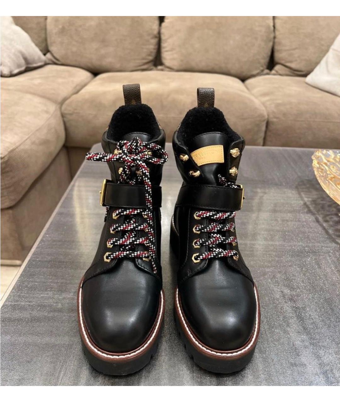 LOUIS VUITTON Черные кожаные ботинки, фото 2