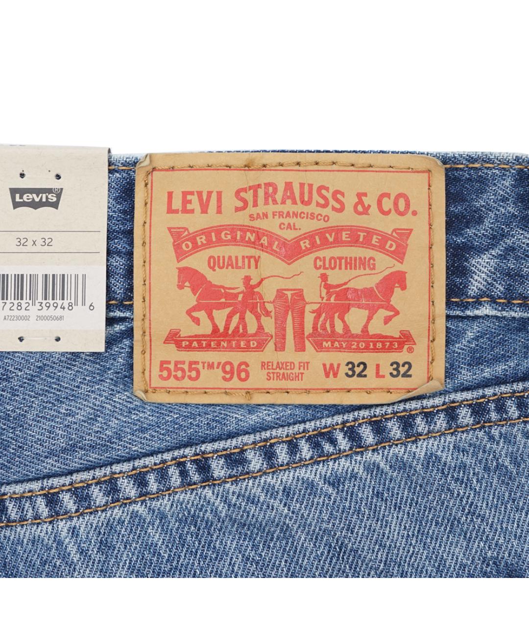 LEVI'S Голубые хлопковые прямые джинсы, фото 6